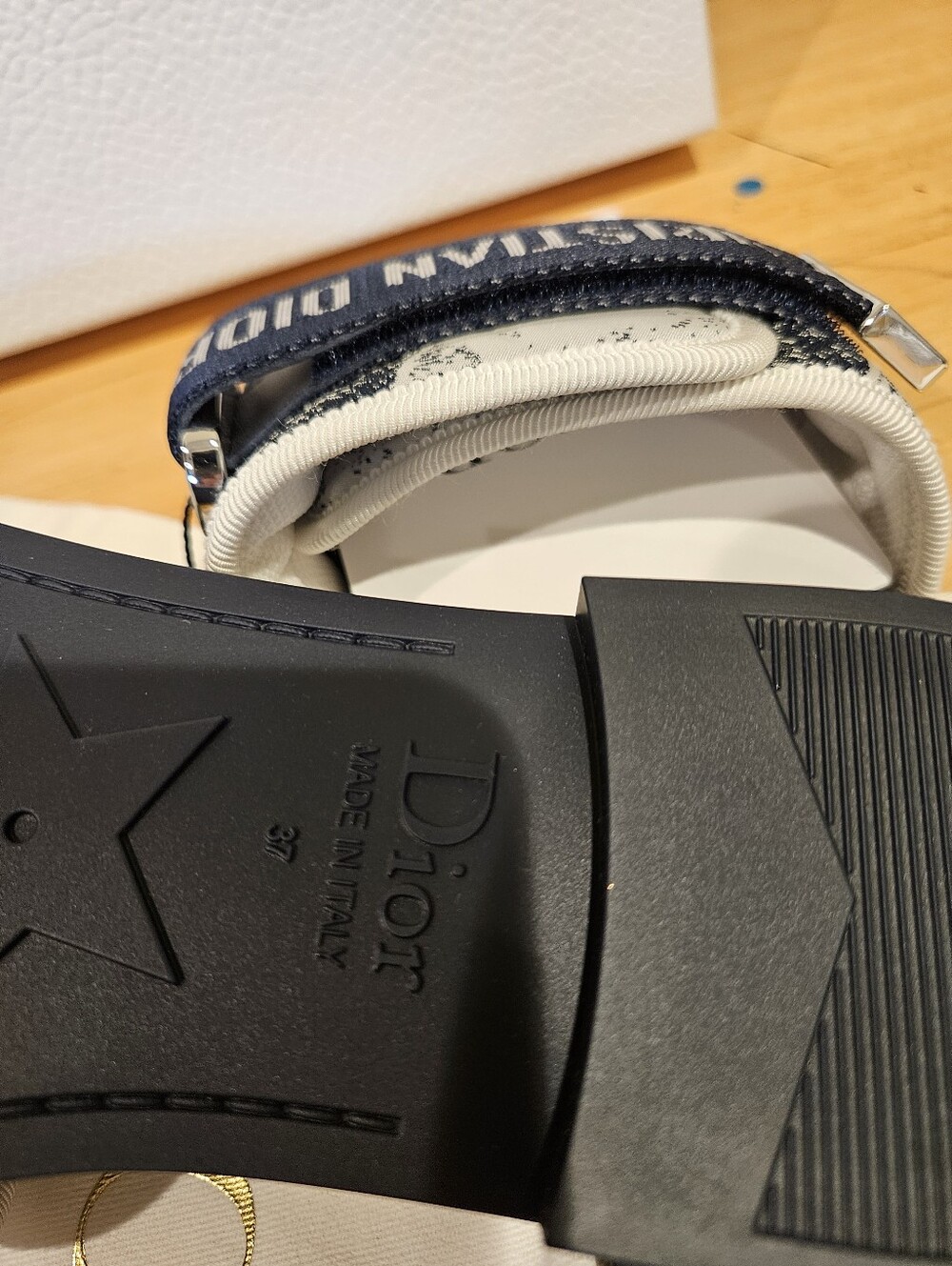 Christian Dior Dio(r)evolution Dway Blue Rubber Logo Slide Mule Flat Sandal 37 - Picture 9 of 9